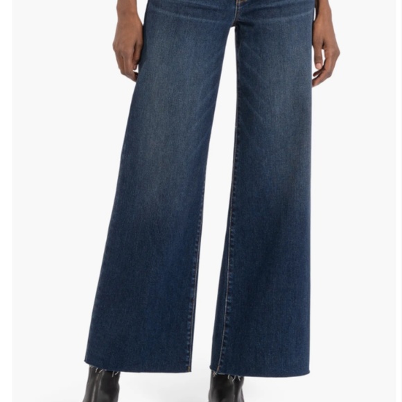 KUT Jeans - Meg Fab Ab High Waist Raw Hem Wide Leg - Size 6 - Picture 1 of 5